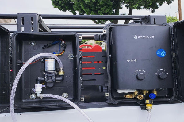 Is a water pump necessary for operating the Camplux portable water heater?