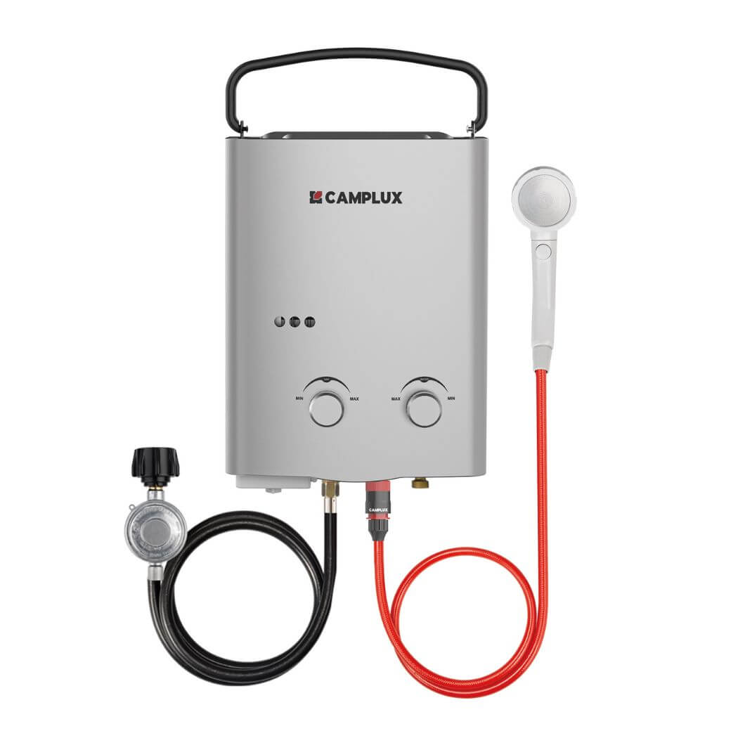 Camplux 5L 1 32 GPM Tragbarer Propan Durchlauferhitzer fur den AuBenbereich Silber