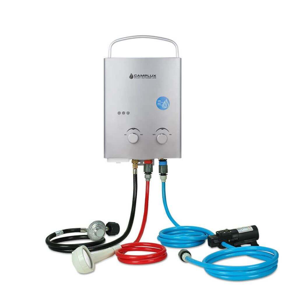 Camplux water heater kit AY132GP43, a complete system to get hot water.