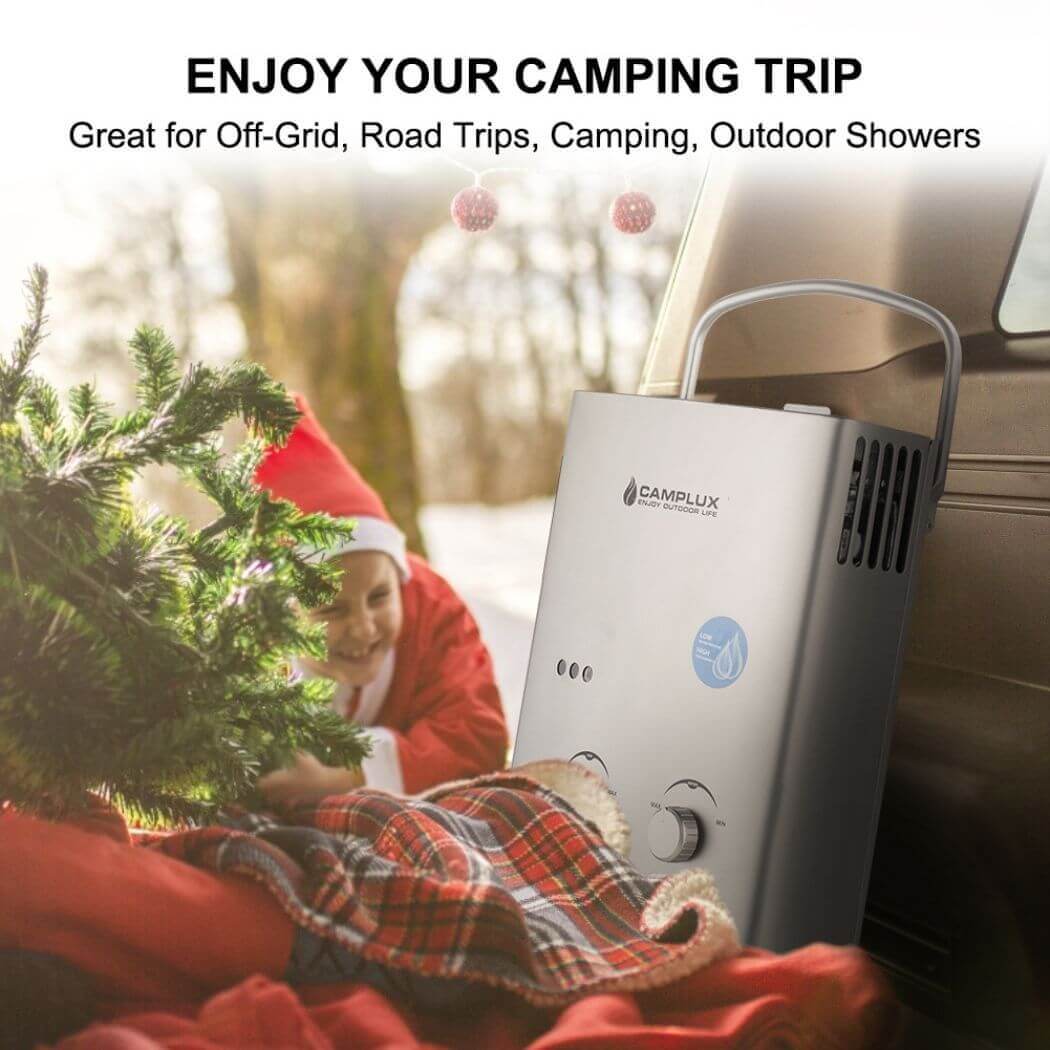 Camplux camping water heater AY132GP43 to help you enjoy your outdoor trips.