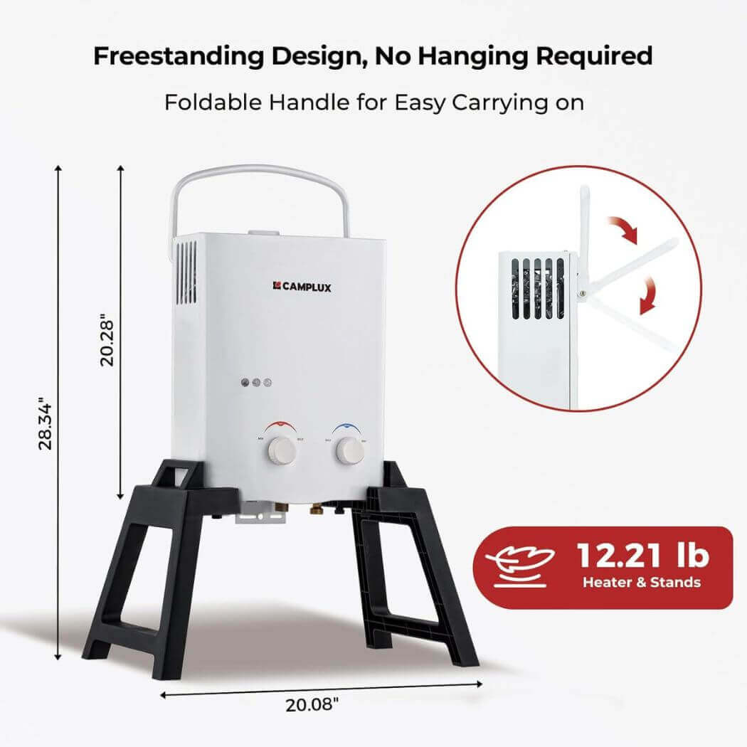 Camplux AY132MAX Portable Propane Water Heater, Pump Stand Kit