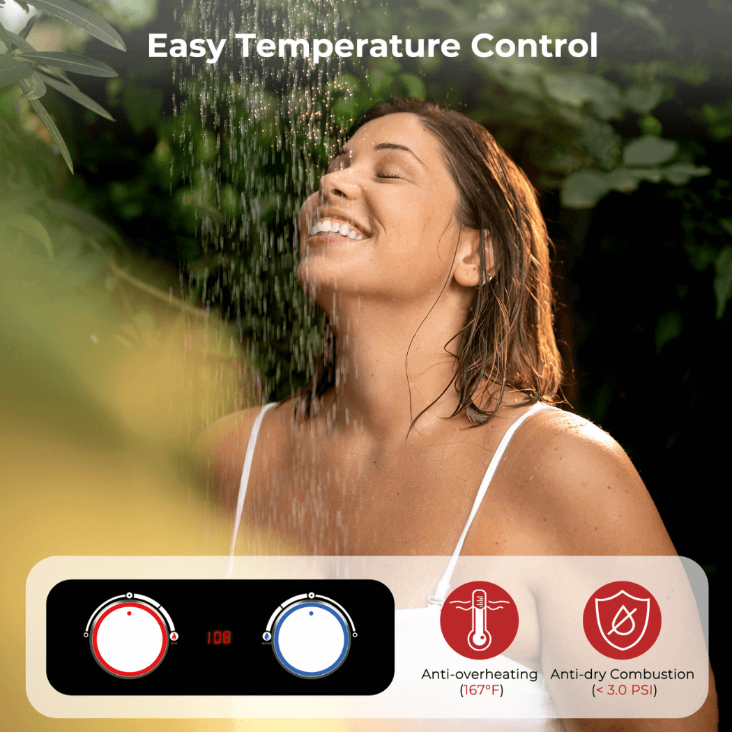 Chauffe-eau portatif extérieur sans réservoir au propane Camplux Pro 6L 1,58 GPM avec pompe à eau 1,2 GPM