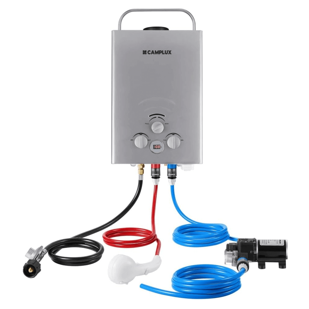 Camplux Tankless Water Heater For RV 1.58 GPM With Pump Kit, Grey