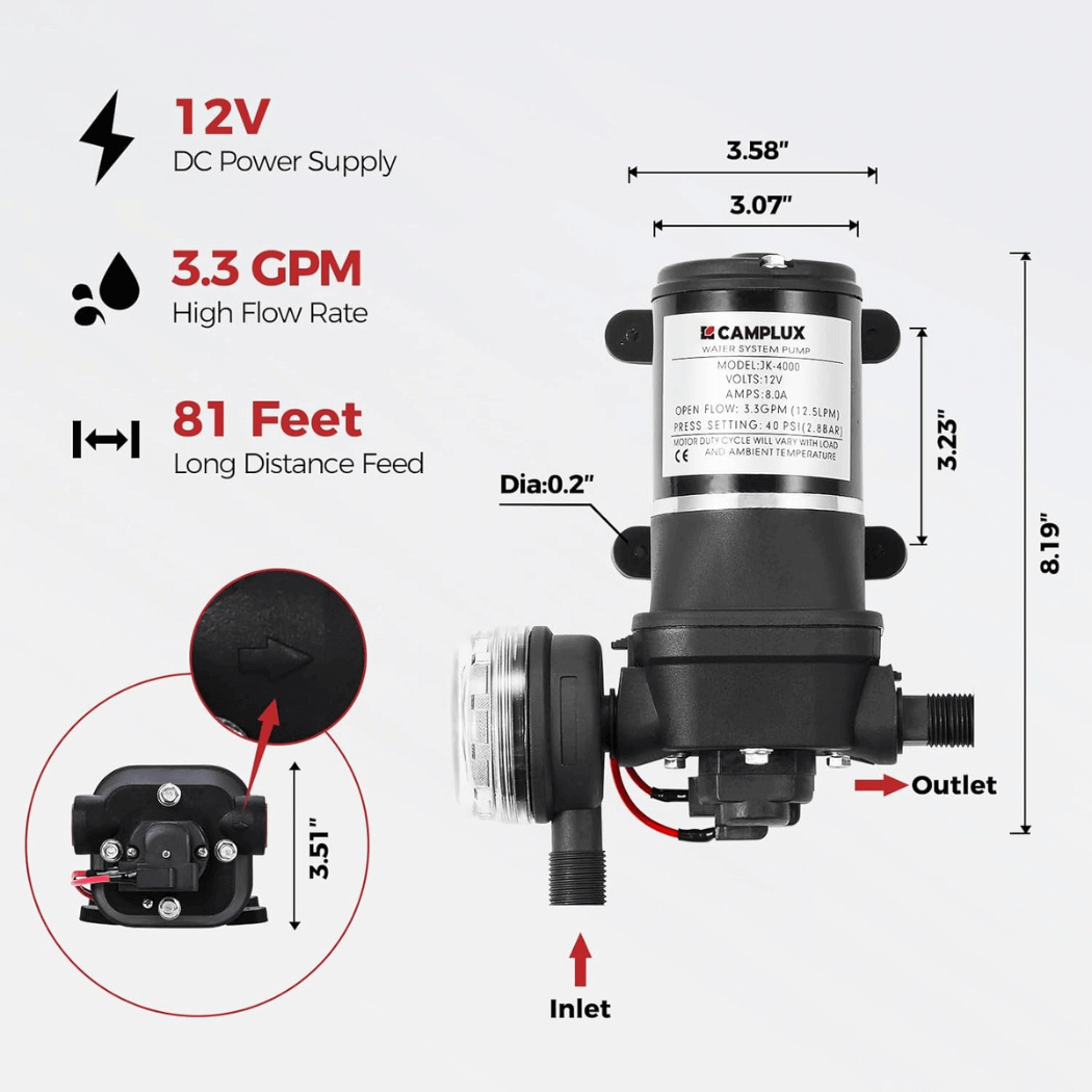 Camplux BW422P120 Camping Water Heater Pump Kit