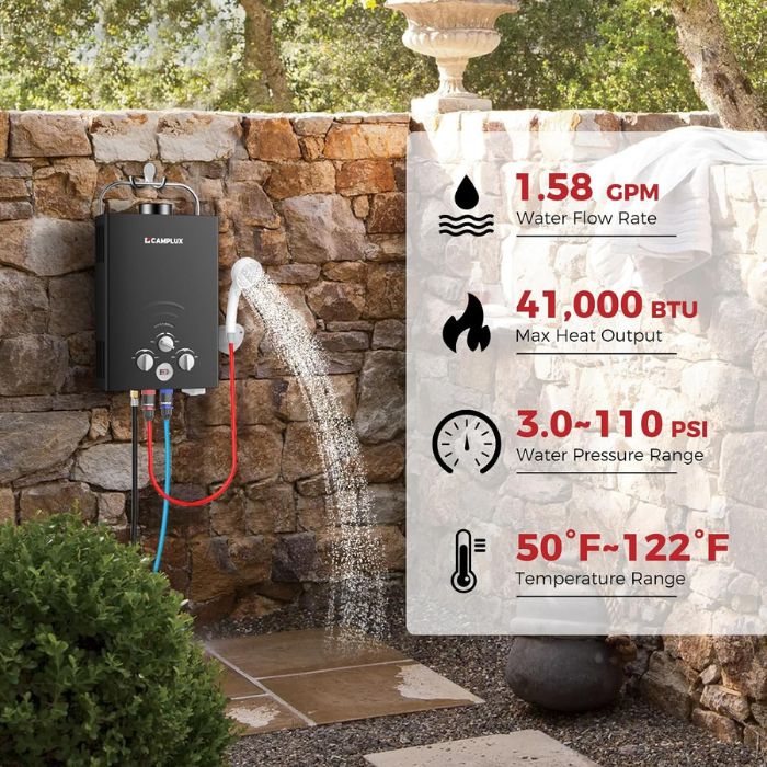 Camplux BW158B Camping Water Heater Propane