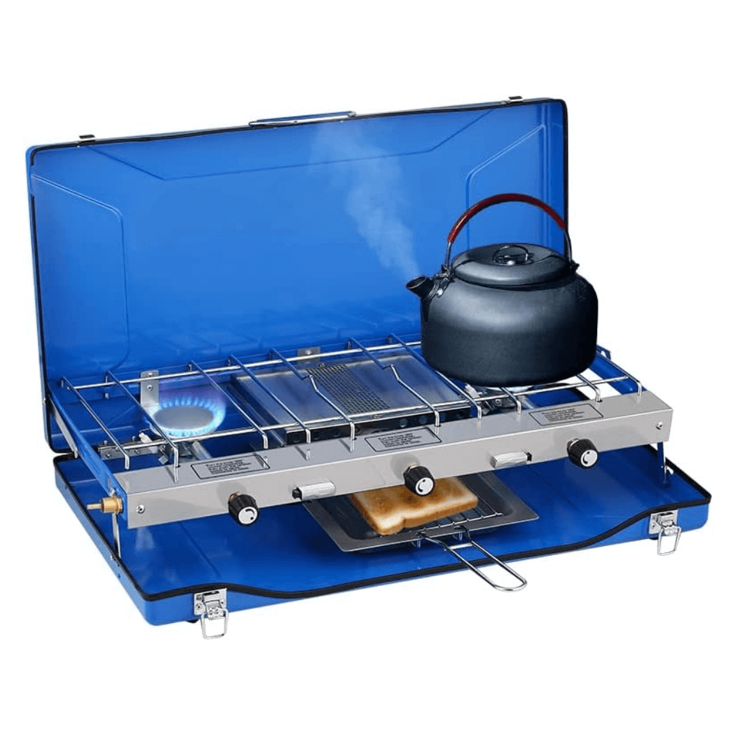 Réchaud de camping au propane Camplux, 2 brûleurs et 1 gril, allumage automatique de 20 400 BTU