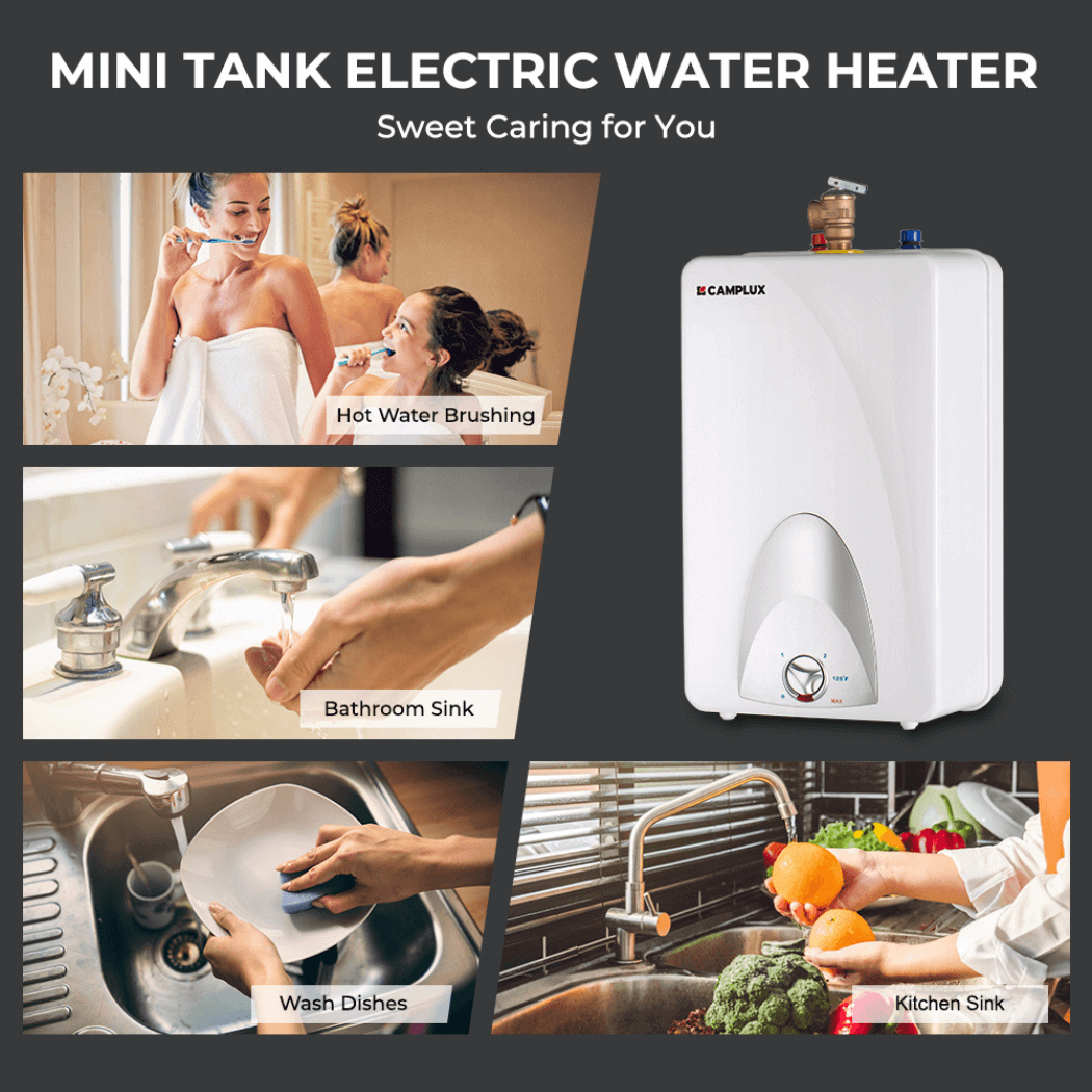 Camplux Elektrischer Mini-Tank-Point-of-Use-Warmwasserbereiter 120 V – 4,0 Gallonen