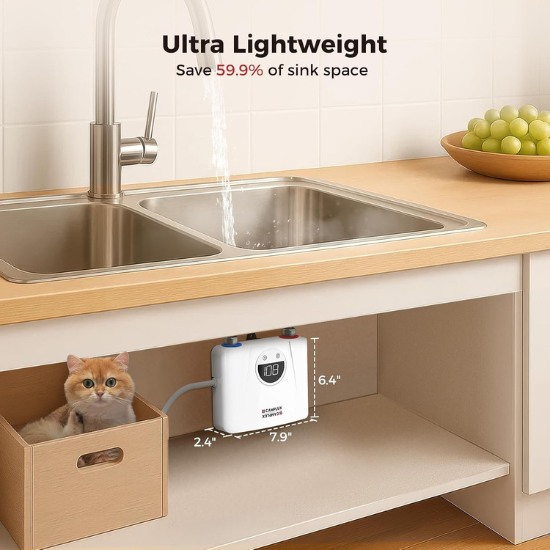 Camplux On Demand Warmwasserbereiter elektrisch 120 V – 3,5 kW | Weiß