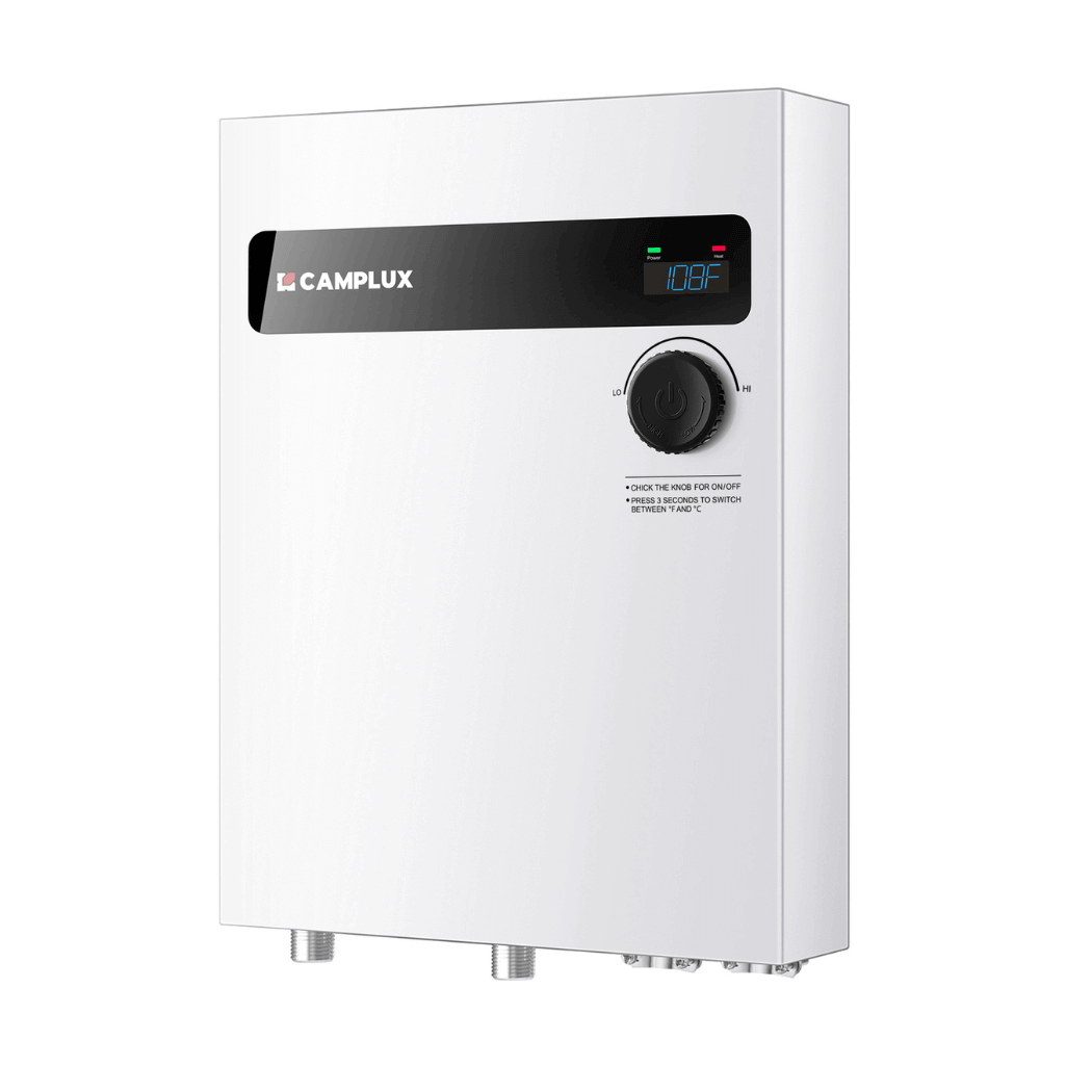 Chauffe-eau électrique à la demande sans réservoir Camplux 27 kW | Blanc