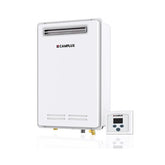Chauffe-eau sans réservoir pour toute la maison, Camplux Pro 5,28 GPM, chauffe-eau à gaz à haute efficacité sur demande, chauffe-eau à gaz extérieur pour 3 à 4 personnes, blanc