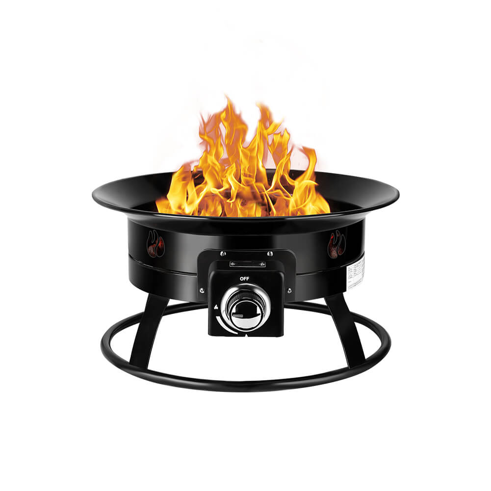 Portable Propane Fire Pit, Camplux Outdoor Gas Fire Bowl for RV Camping Backyard Party, FP19MB 19 Inch Diameter, Black