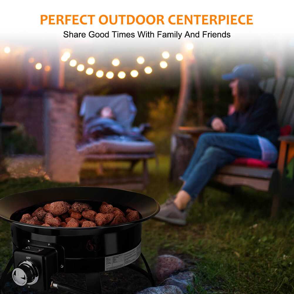 Portable Propane Fire Pit, Camplux Outdoor Gas Fire Bowl for RV Camping Backyard Party, FP19MB 19 Inch Diameter, Black