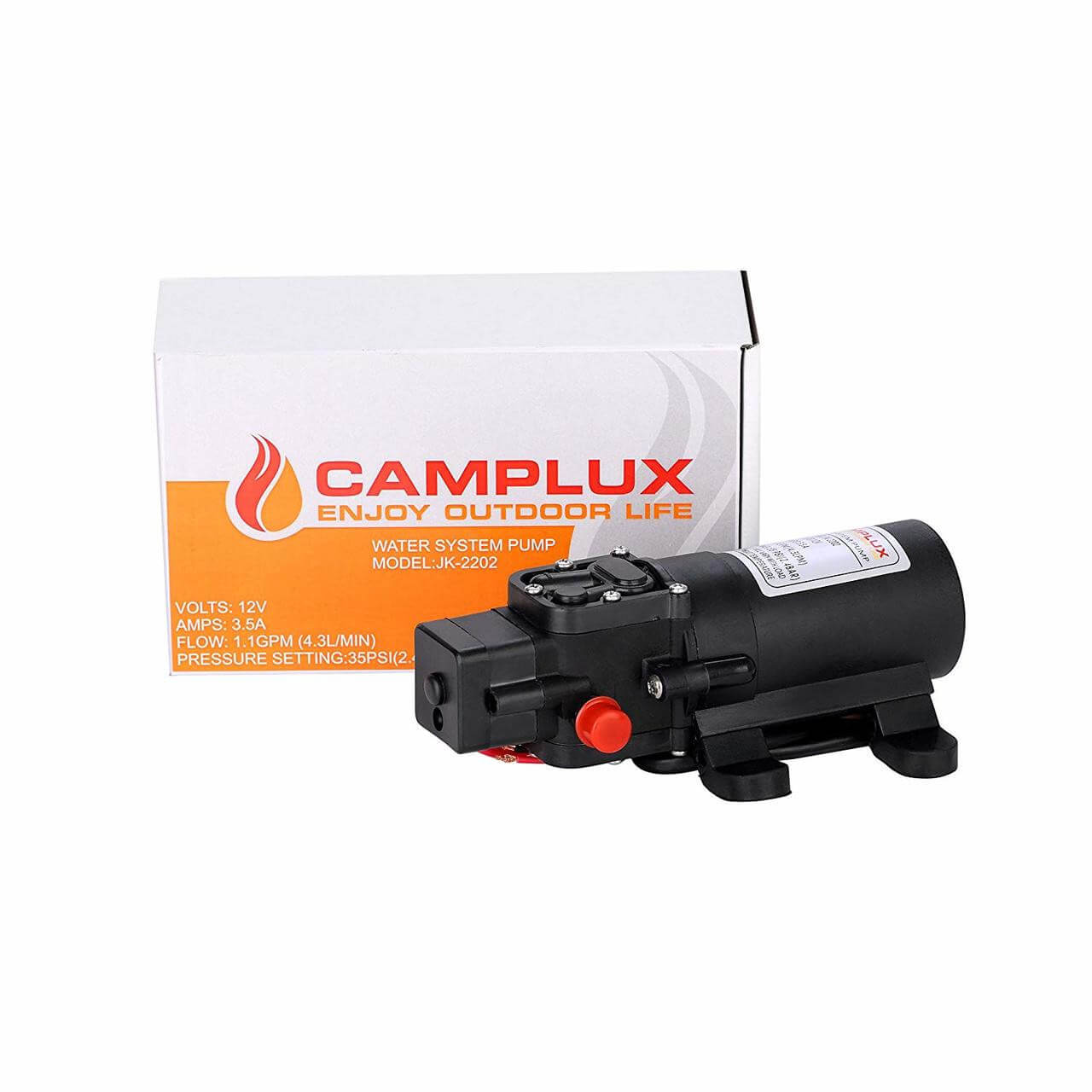 Camplux 12V Water Pump 35PSI DC 1.2GPM 4.3LPM Diaphragm