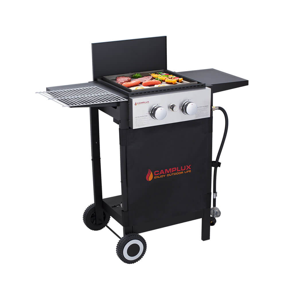 Camplux 2-Burner Propane GAS Griddle, GAS Grill and Griddle Combo, 22,000 BTU Outdoor Griddle Flat Top in Black