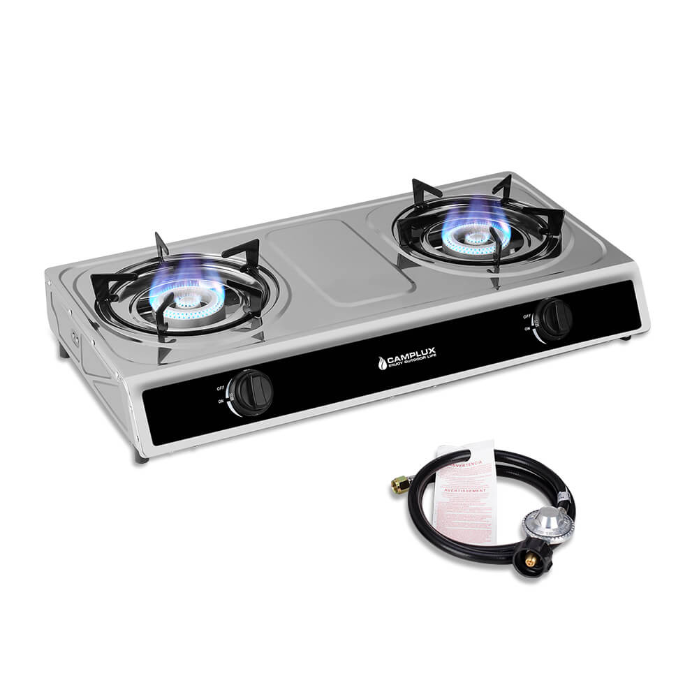Febtech Portable Propane Gas Strove 2 Burner, Stainless Steel