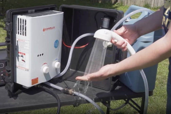 Portable water heater set up