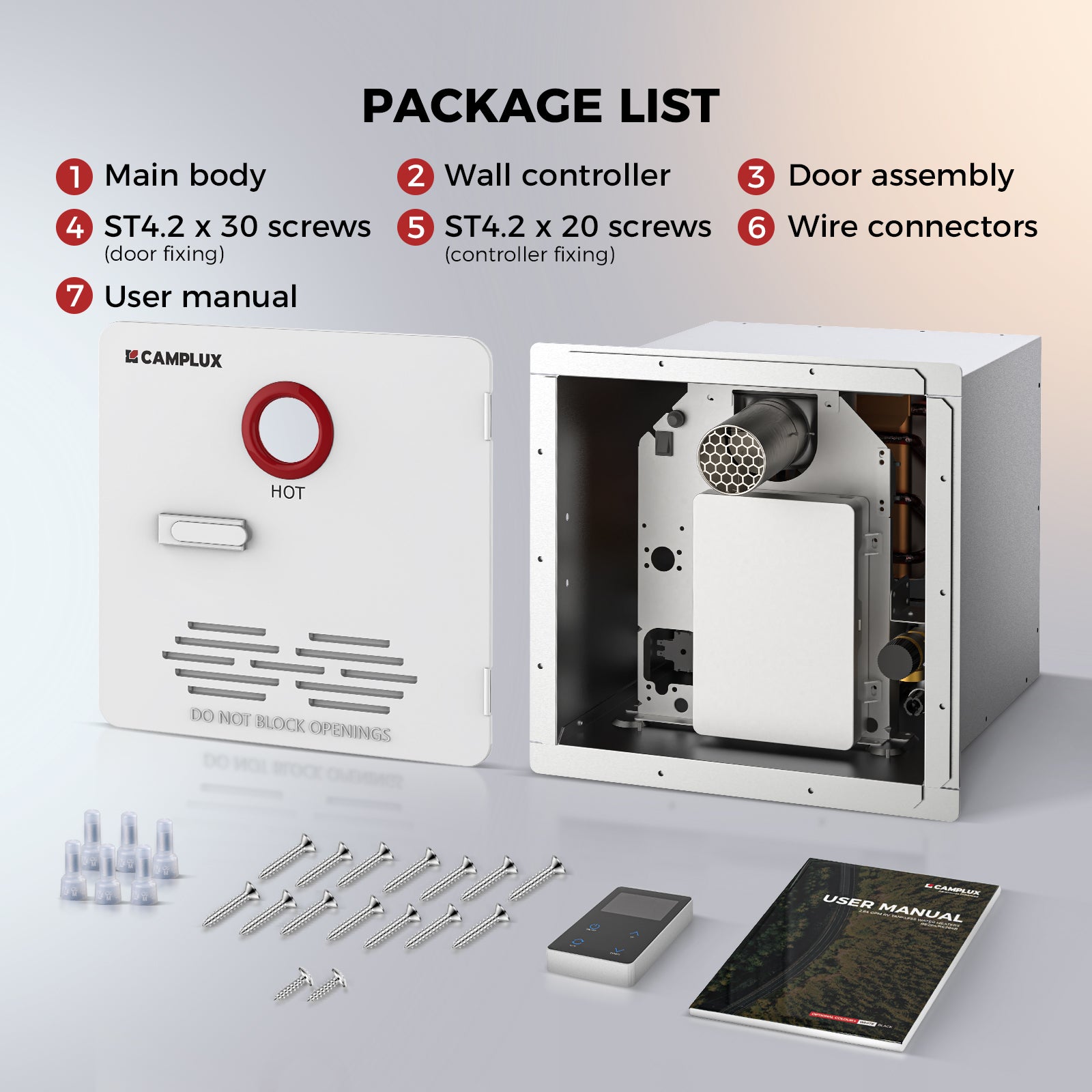 Camplux Classic 65,000 BTU RV Tankless Water Heater 2.64 GPM-White