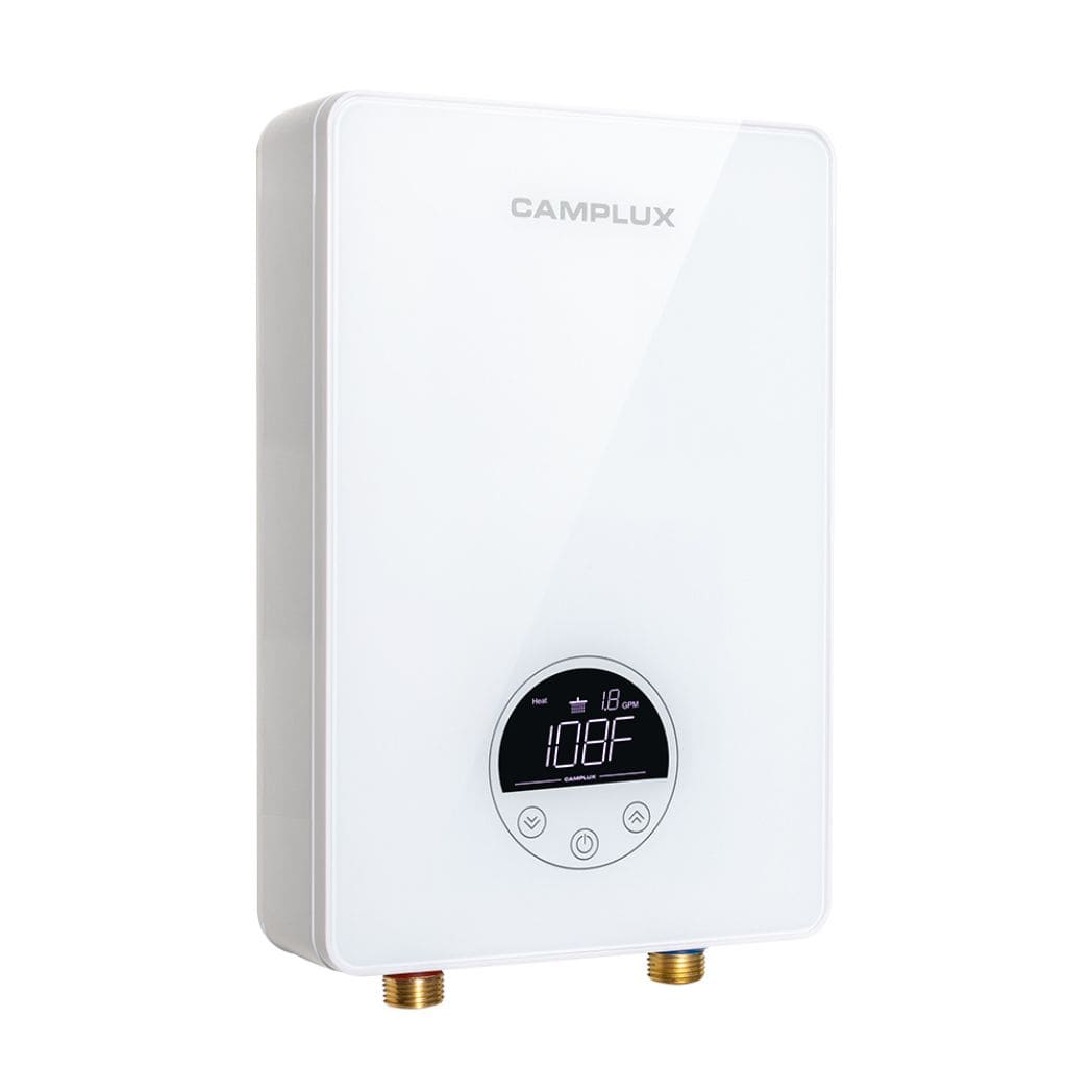 Camplux Te04 Point-of-Use Electric Tankless Water Heater with Digital Display and Cable, 3.5kW at 120V, White