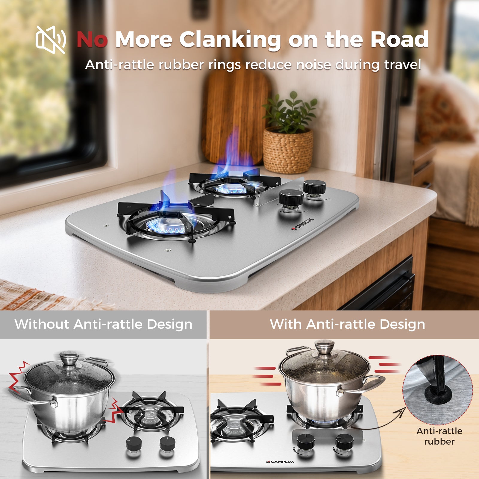 Camplux Pro Built-in 2 Burner Propane RV Stove