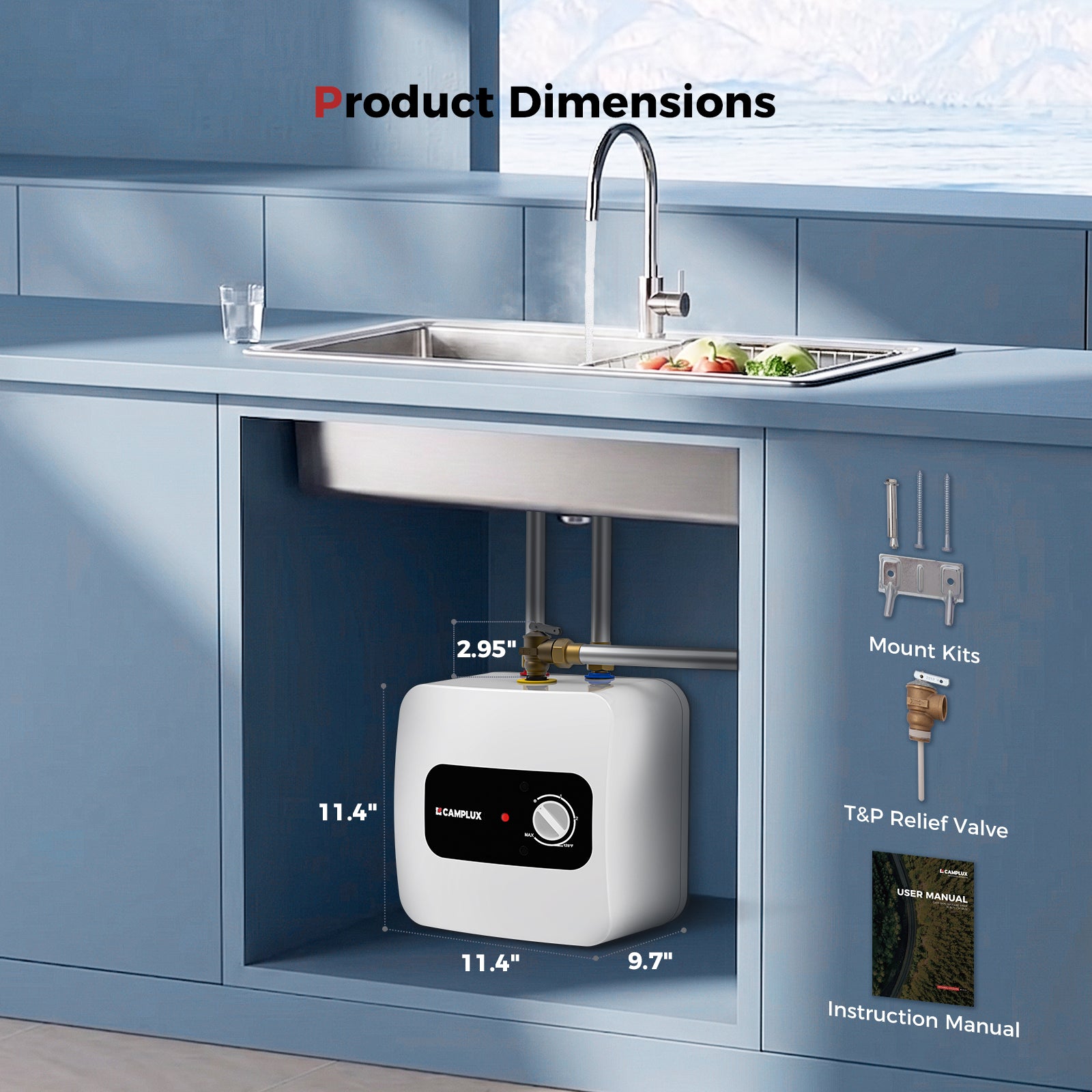 Chauffe-eau électrique à mini réservoir Camplux 120 V - 1,3 gallon 