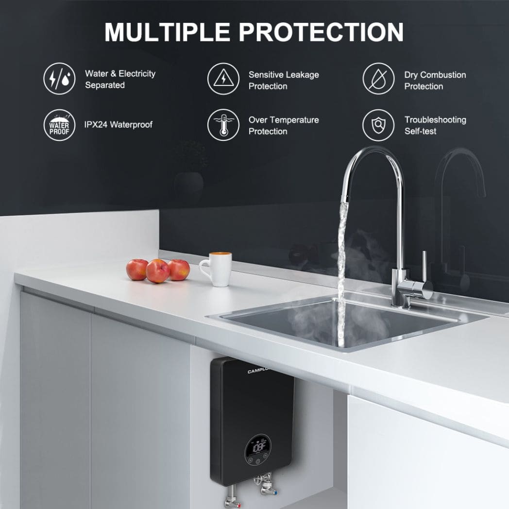 The image shows a multi-protection system designed to safeguard your appliances.