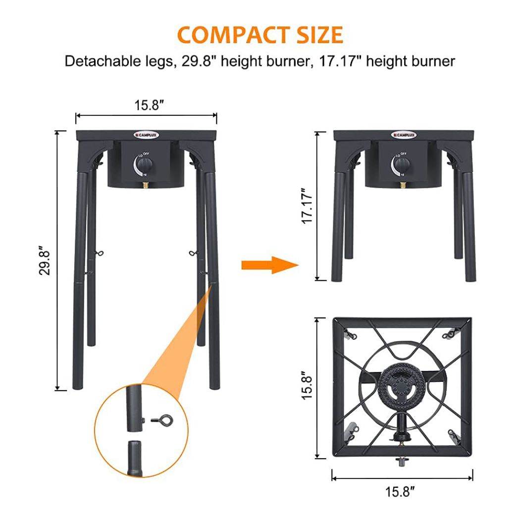 Brûleur au propane unique haute pression de 130 000 BTU, parfait pour le brassage maison, les frites de dinde et la préparation du sirop d'érable 