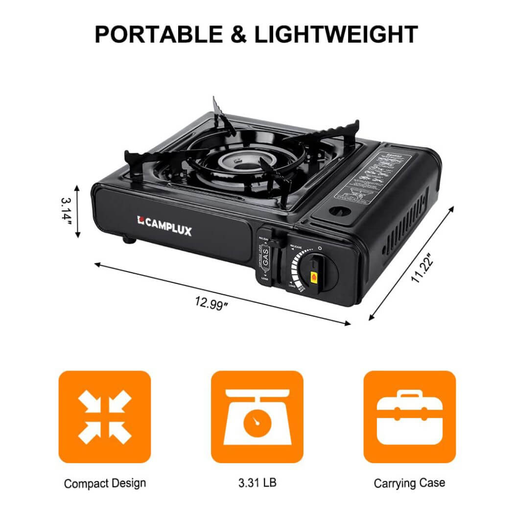 Camplux Dual Fuel Propane & Butane Stove with Carrying Case, Portable Camping Stoves with CSA Certification