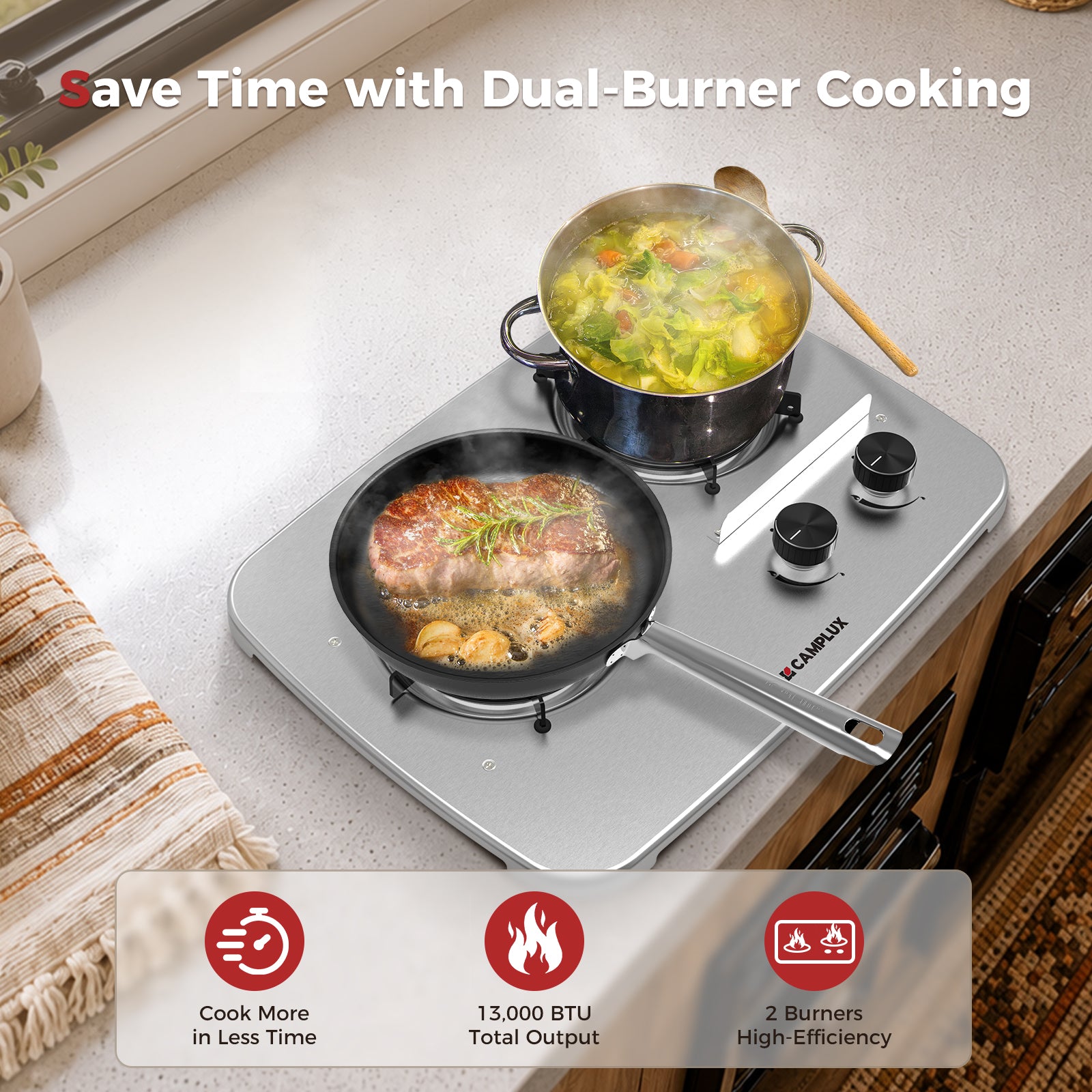 Camplux Pro Built-in 2 Burner Propane RV Stove