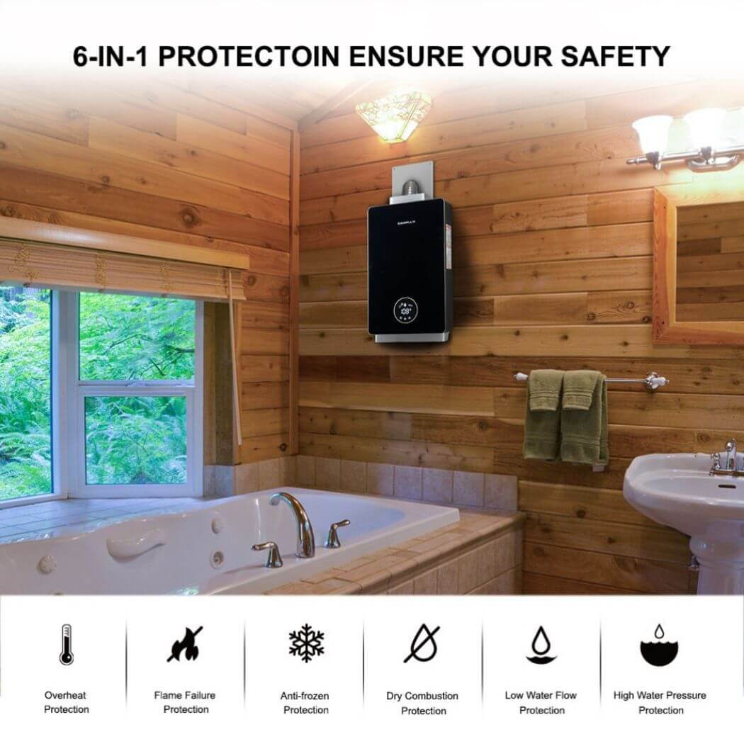 camplux indoor water heater: 6 in 1 protection, an affordable and durable option for your needs.