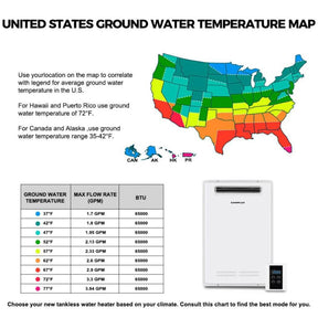 United States groundwater temperature map depicting variations across the country.