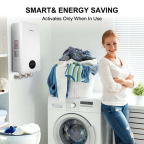 A smart and energy-saving camplux water heater that efficiently offers hot water to the washing machine while reducing power consumption.
