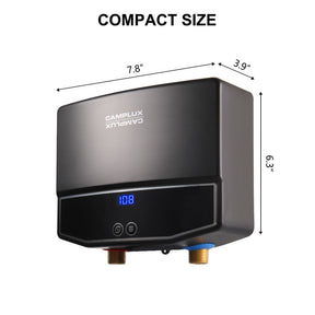 A compact electric water heater designed for small spaces, providing efficient heating in a smaller size.
