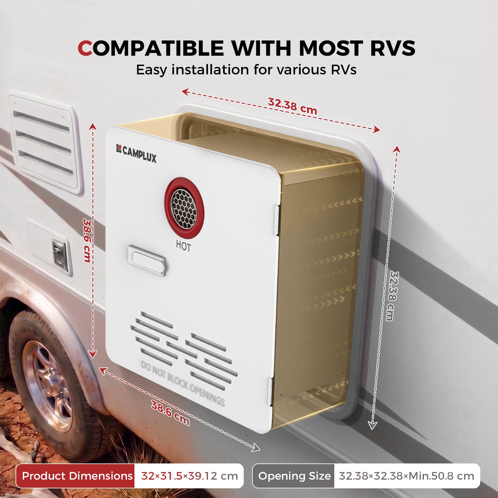 Camplux 2.64 GPM RV Water Heater 65,000 BTU Classic Line