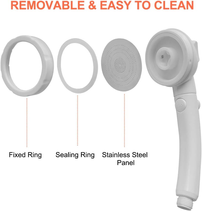 Camplux Pommeau de douche à main avec interrupteur marche/arrêt, pomme de douche portable, pommeau de douche haute pression avec connecteur rapide pour tuyau d'arrosage et kits de montage 