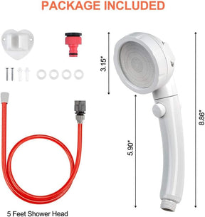 Camplux Pommeau de douche à main avec interrupteur marche/arrêt, pomme de douche portable, pommeau de douche haute pression avec connecteur rapide pour tuyau d'arrosage et kits de montage 