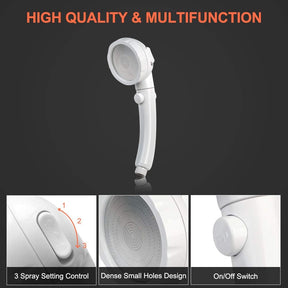 Camplux Pommeau de douche à main avec interrupteur marche/arrêt, pomme de douche portable, pommeau de douche haute pression avec connecteur rapide pour tuyau d'arrosage et kits de montage 