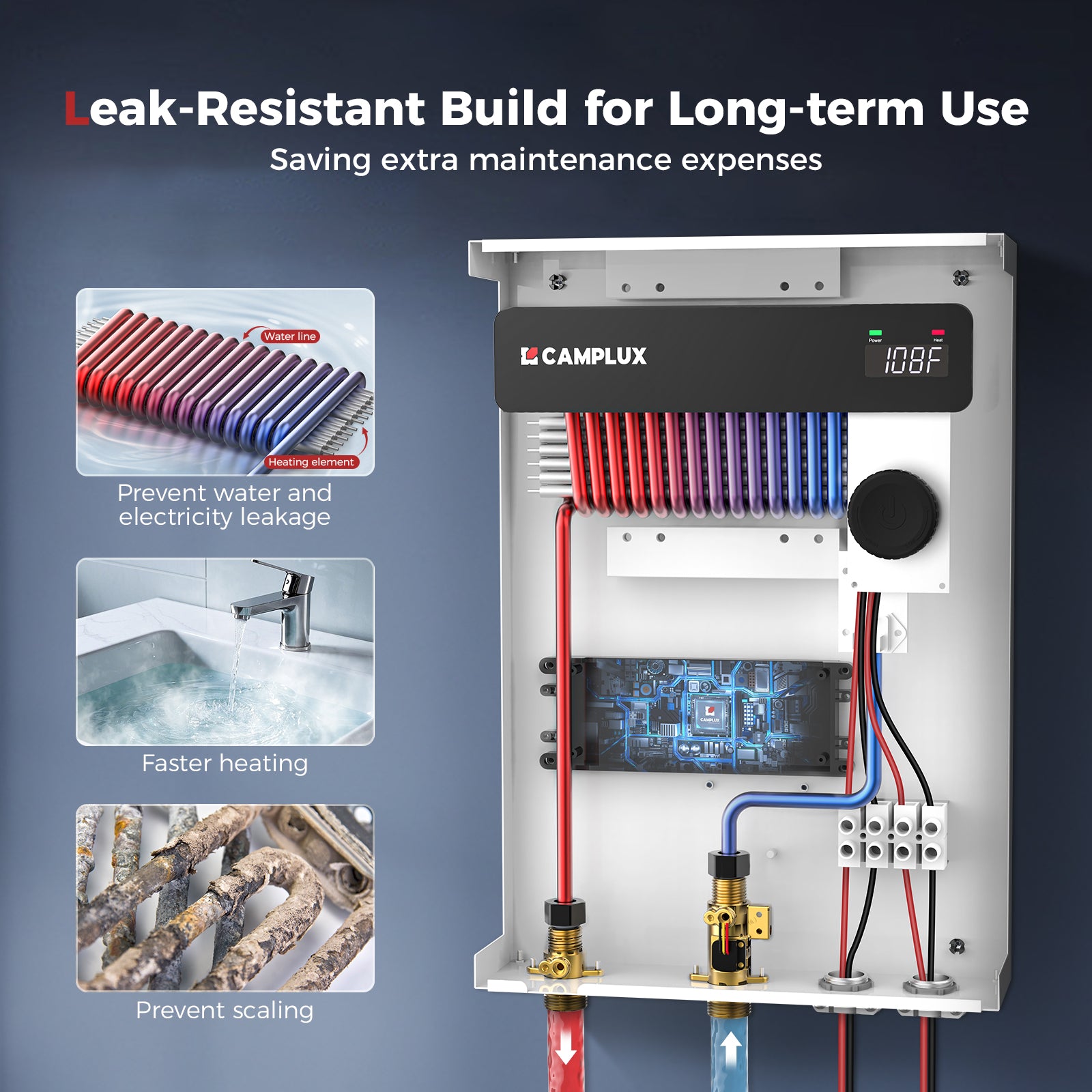 Camplux On Demand Electric Tankless Water Heater 18kW | White