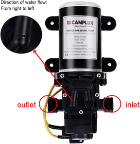 Camplux Pompe à eau 12 V 65 PSI DC 1,6 GPM 6 LPM Diaphragme pour caravane RV bateau de pêche marin 