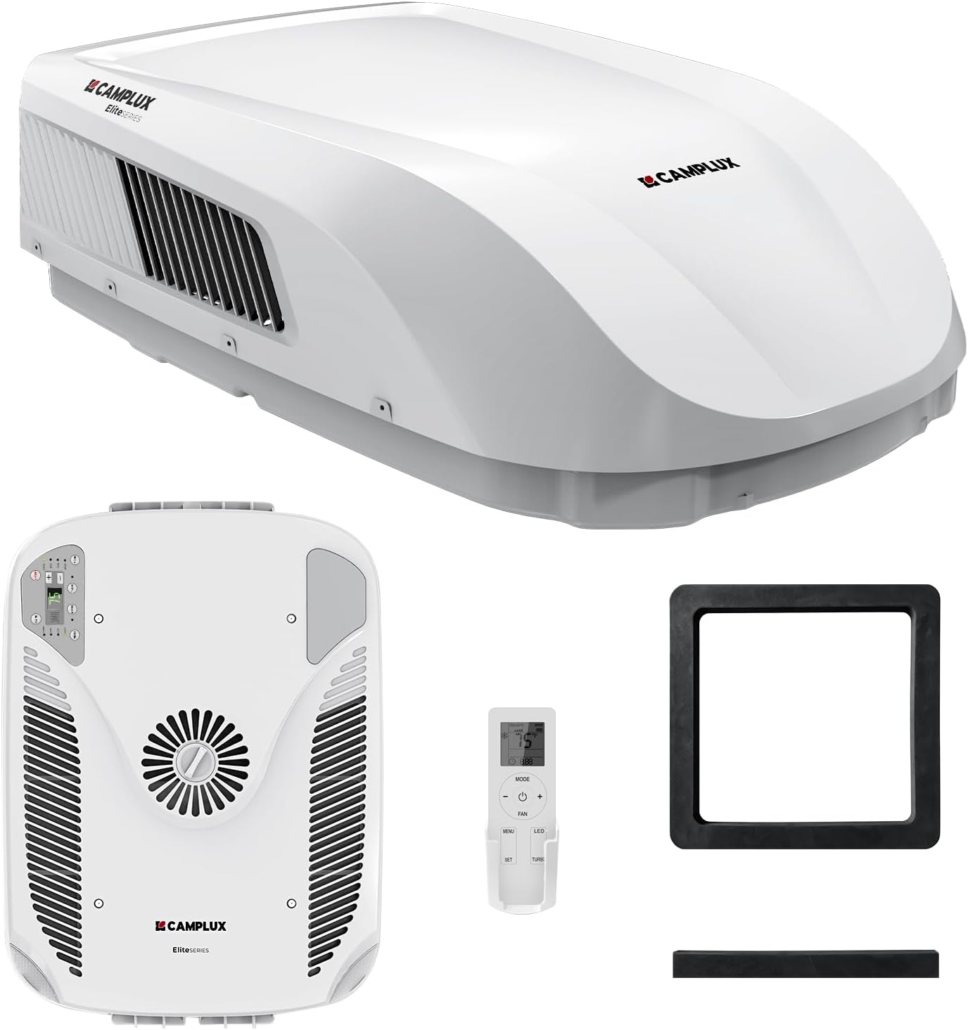 CAMPLUX 15,000 BTU RV Air Conditioner with Heat Pump – Quiet Rooftop AC & Heater, Remote Control, R32 Refrigerant, Perfect for Camper, Fifth Wheel & Food Trucks