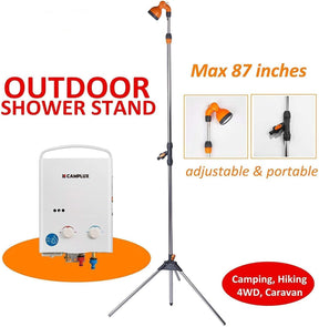 Portable Poolside Outdoor Shower with on/off Valve and Tripod Stand