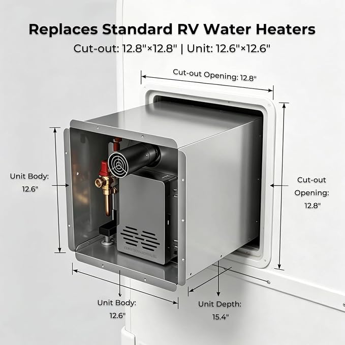 Camplux Classic 65,000 BTU RV Tankless Water Heater 2.64 GPM On-Demand Hot Water with Remote Control