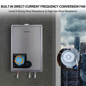 Water heater with DC frequency converter: Efficiently heats water using direct current technology.