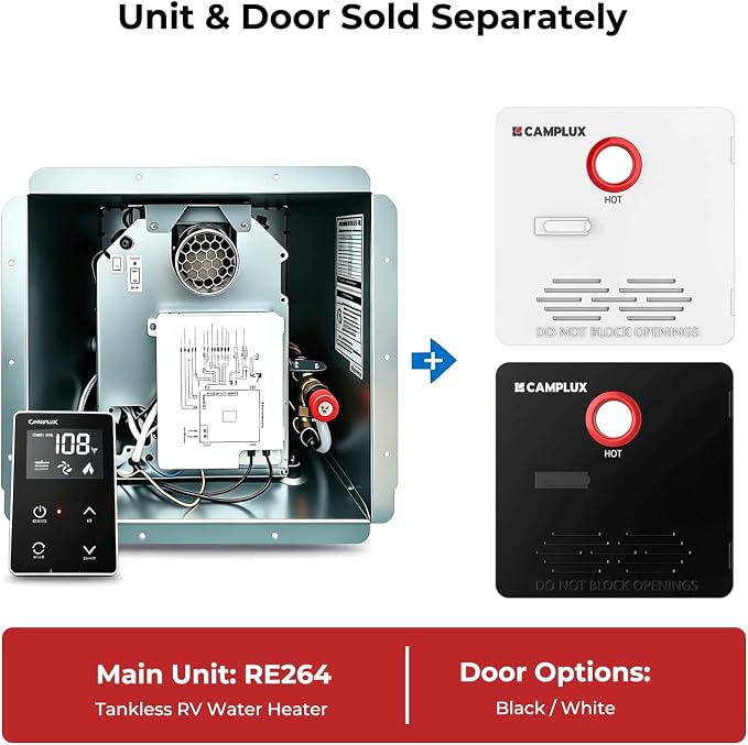 Camplux Classic 65,000 BTU RV Tankless Water Heater 2.64 GPM On-Demand Hot Water with Remote Control