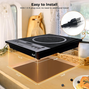 CAMPLUX Portable Induction Cooktop 1800W, 120V Single Burner Electric Cooktop