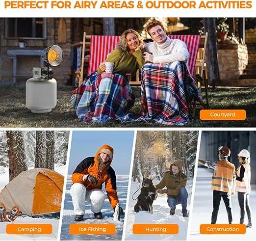 CAMPLUX Outdoor Propane Heater - 15,000 BTU Portable Tank Top Heater For Camping & Garage