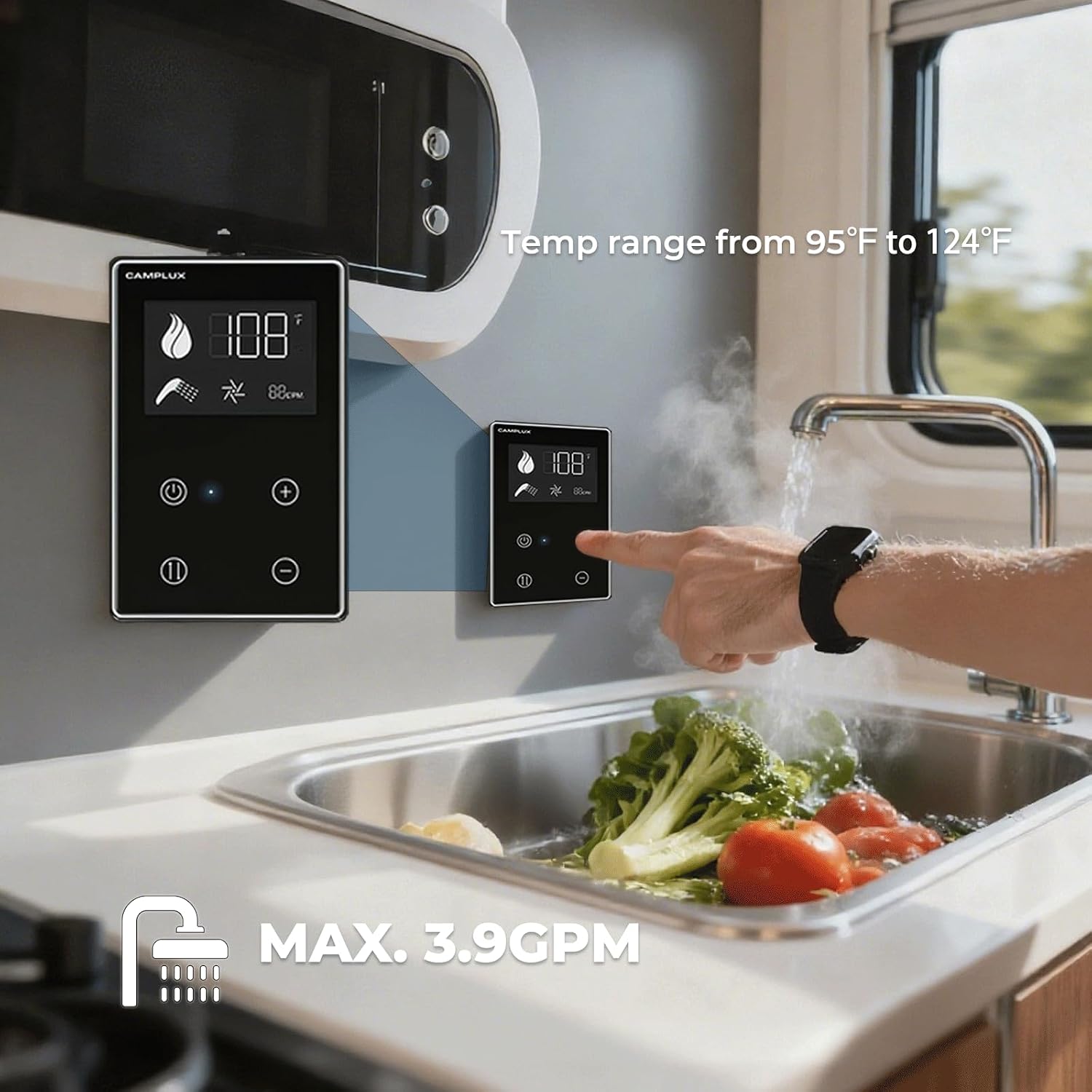 Camplux Classic 65,000 BTU RV Tankless Water Heater 2.64 GPM On-Demand Hot Water with Remote Control