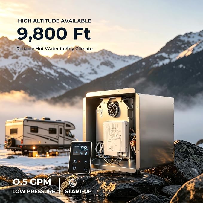 Camplux Classic 65,000 BTU RV Tankless Water Heater 2.64 GPM On-Demand Hot Water with Remote Control