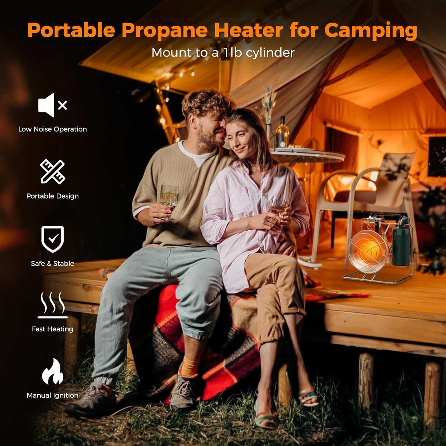 Camplux Portable Propane Heater, 15,000 BTU with Framed Handle
