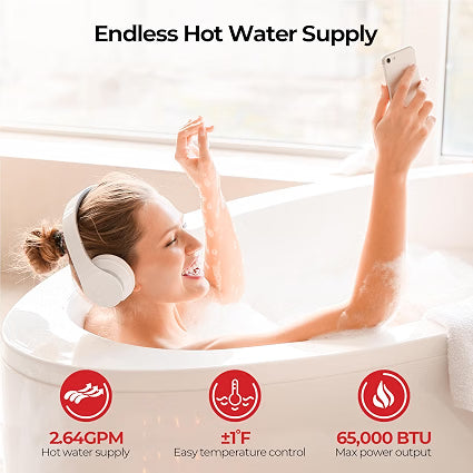 CAMPLUX Tankless Water Heater Propane Indoor, Up to 2.64 GPM 68,000 BTU