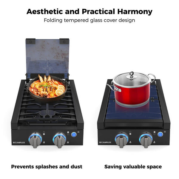 Camplux 2 Burners 19,600 BTU Outdoor GAS Stove with Auto Ignition